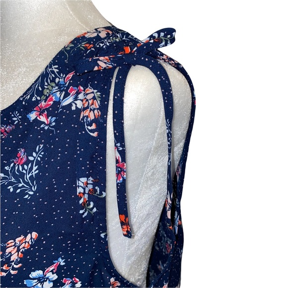 Sanctuary Sleeveless Navy Polka Dot and Floral Print Blouse M - Picture 4 of 15